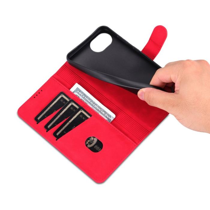 AZNS - AZNS iPhone 16e Fodral PU Läder Plånboksfodral - Röd