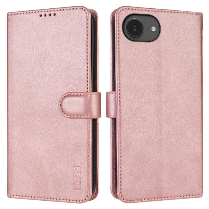 AZNS - AZNS iPhone 16e Fodral PU Läder Plånboksfodral - Roséguld