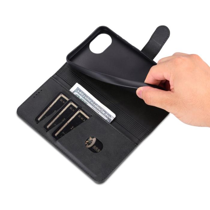 AZNS - AZNS iPhone 16e Fodral PU Läder Plånboksfodral - Svart