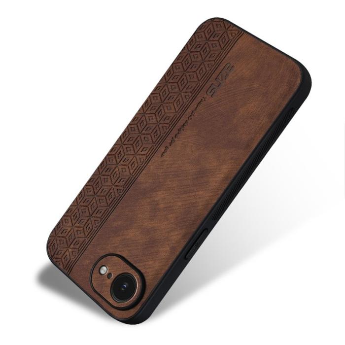 AZNS - AZNS iPhone 16e Fodral Skyddande PU Läder - Brun