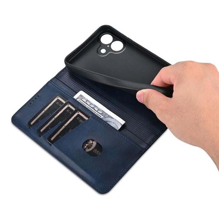 AZNS - AZNS iPhone 17 Fodral Äkta läder Plånboksfodral - Blå