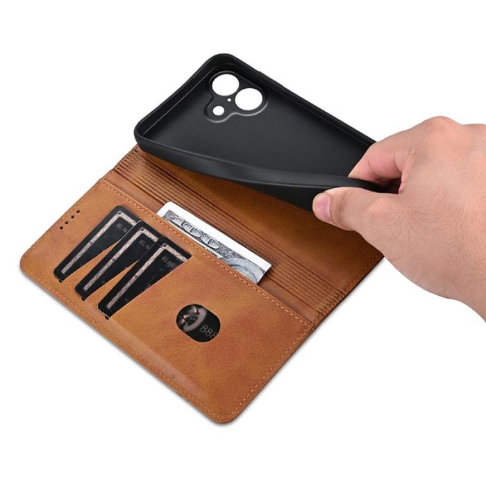 AZNS - AZNS iPhone 17 Fodral Äkta läder Plånboksfodral - Brun