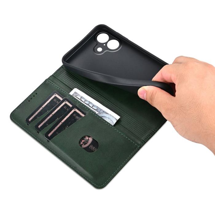 AZNS - AZNS iPhone 17 Fodral Äkta läder Plånboksfodral - Grön