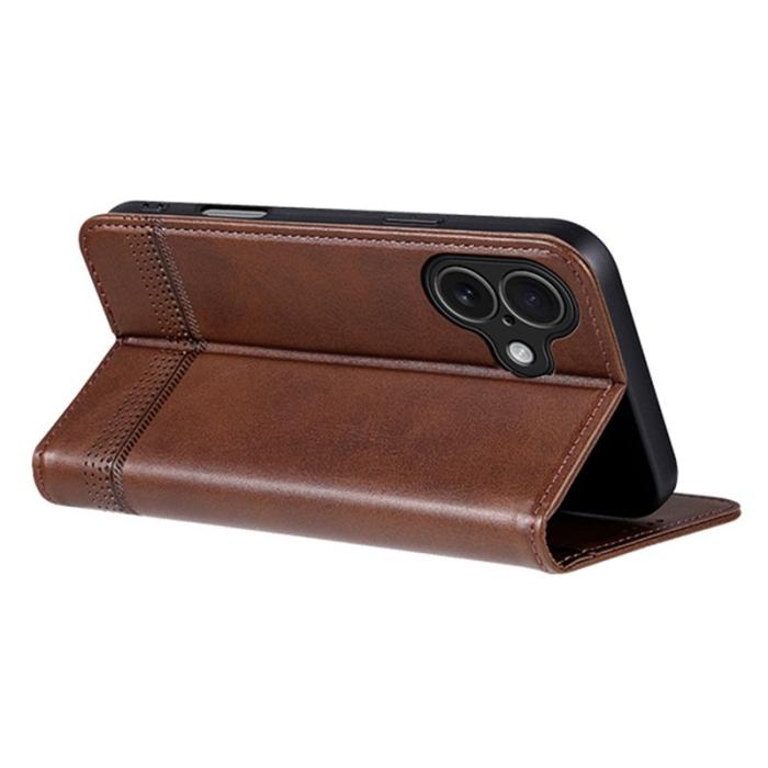 AZNS - AZNS iPhone 17 Fodral Äkta läder Plånboksfodral - Kaffe