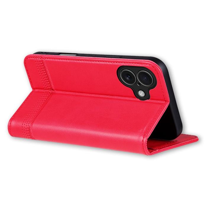 AZNS - AZNS iPhone 17 Fodral Äkta läder Plånboksfodral - Röd