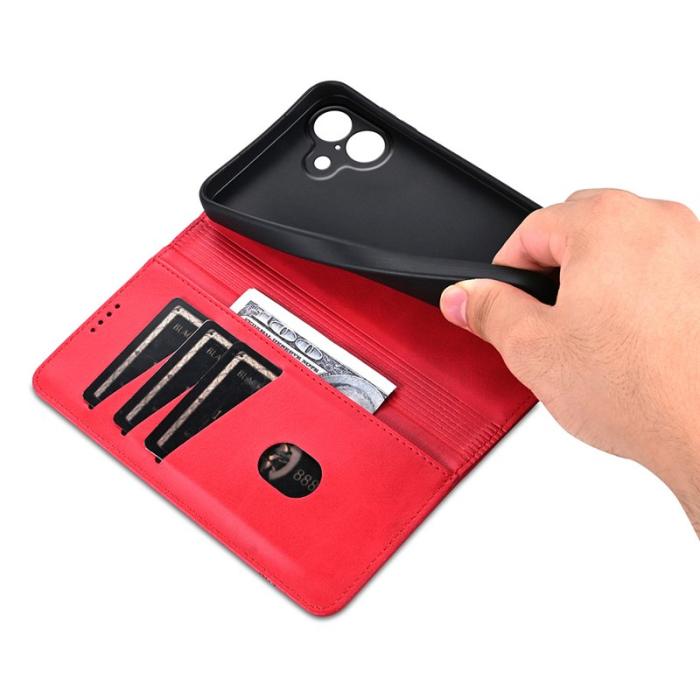 AZNS - AZNS iPhone 17 Fodral Äkta läder Plånboksfodral - Röd