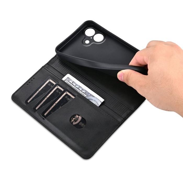 AZNS - AZNS iPhone 17 Fodral Äkta läder Plånboksfodral - Svart