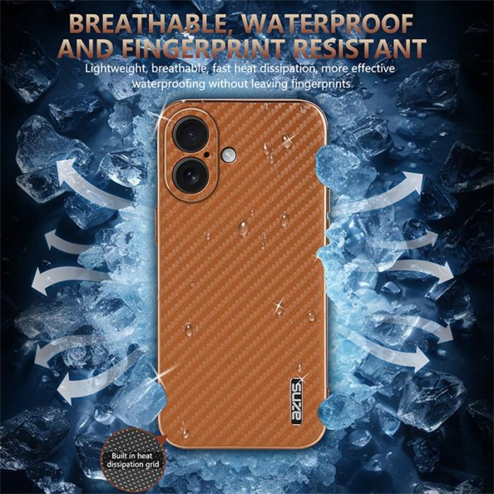 AZNS - AZNS iPhone 17 Fodral Electroplating Carbon Fiber PU + TPU - Blå