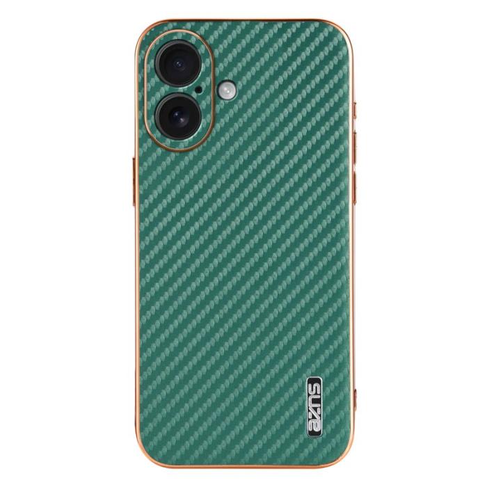 AZNS - AZNS iPhone 17 Fodral Electroplating Kolfiber PU + TPU - Grön
