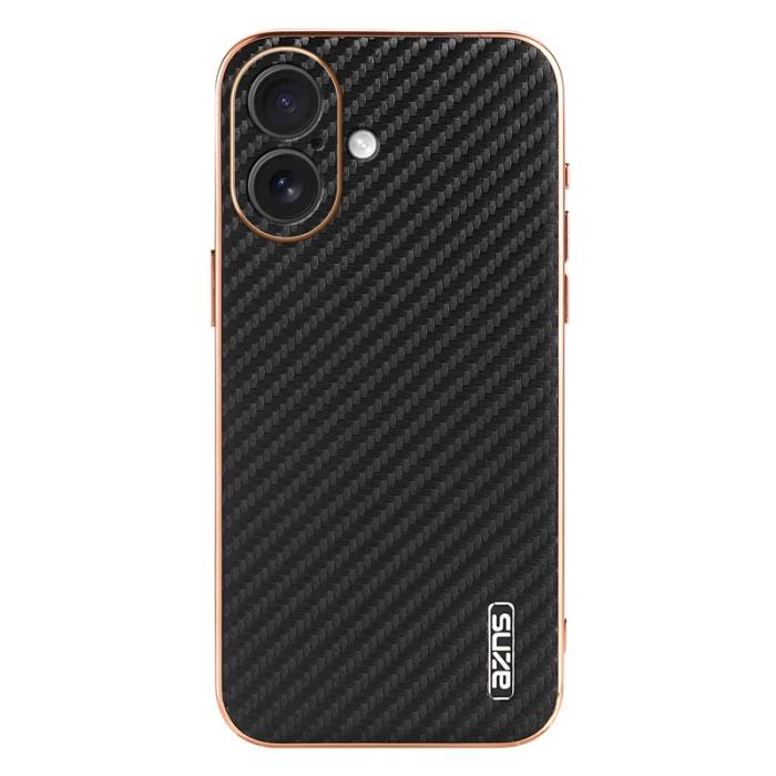 AZNS - AZNS iPhone 17 Fodral Electroplating Kolfiber PU + TPU - Svart