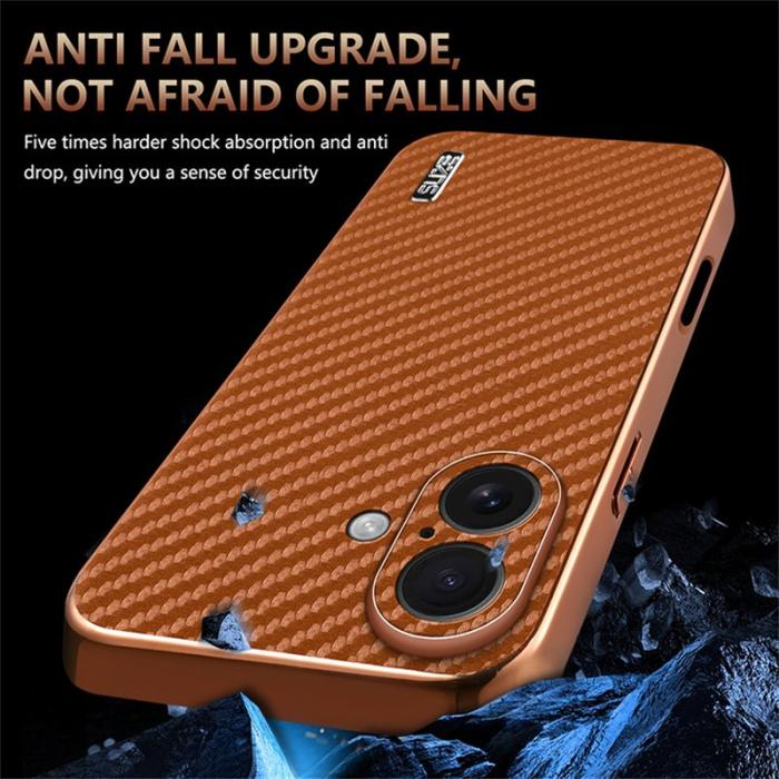AZNS - AZNS iPhone 17 Fodral Electroplating Kolfiber PU + TPU - Svart