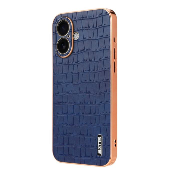 AZNS - AZNS iPhone 17 Fodral Electroplating Krokodil PU + TPU - Blå