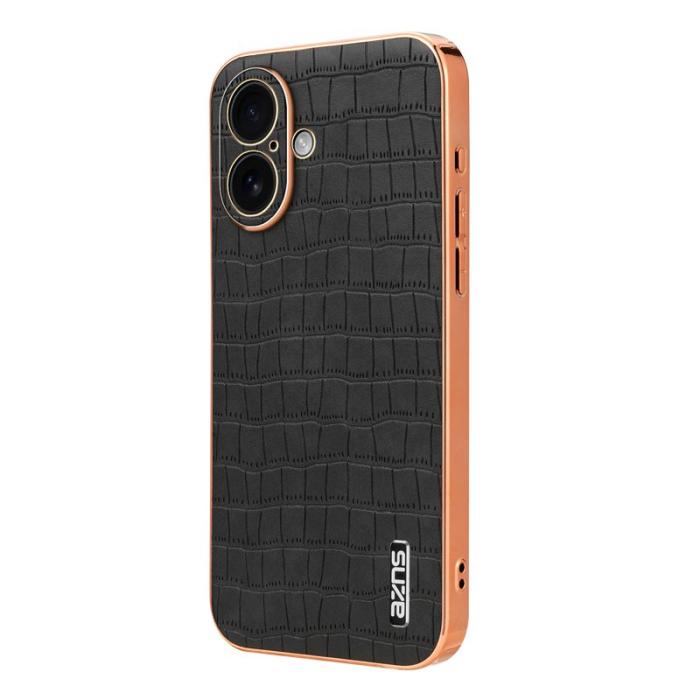 AZNS - AZNS iPhone 17 Fodral Electroplating Krokodil PU + TPU - Svart