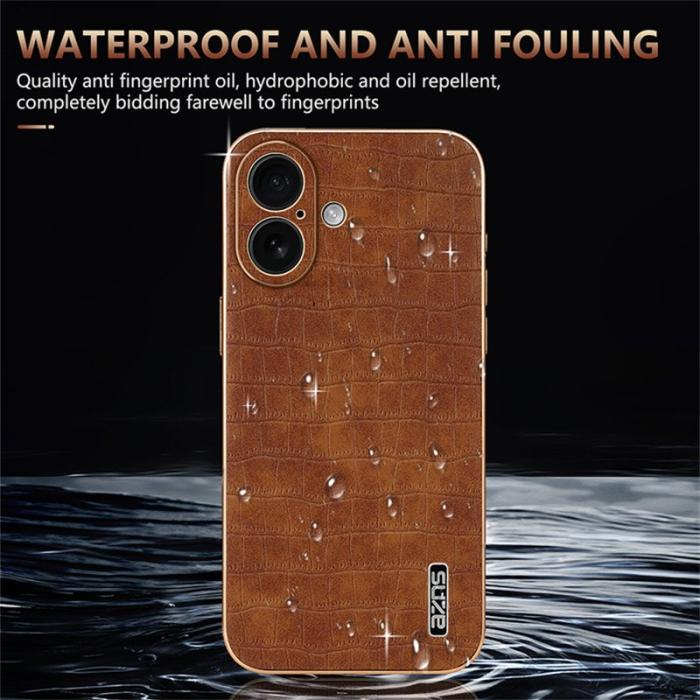 AZNS - AZNS iPhone 17 Fodral Electroplating Krokodil PU + TPU - Svart