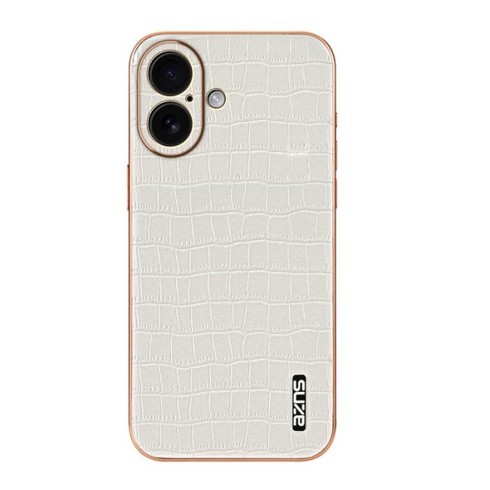 AZNS - AZNS iPhone 17 Fodral Electroplating Krokodil PU + TPU - Vit