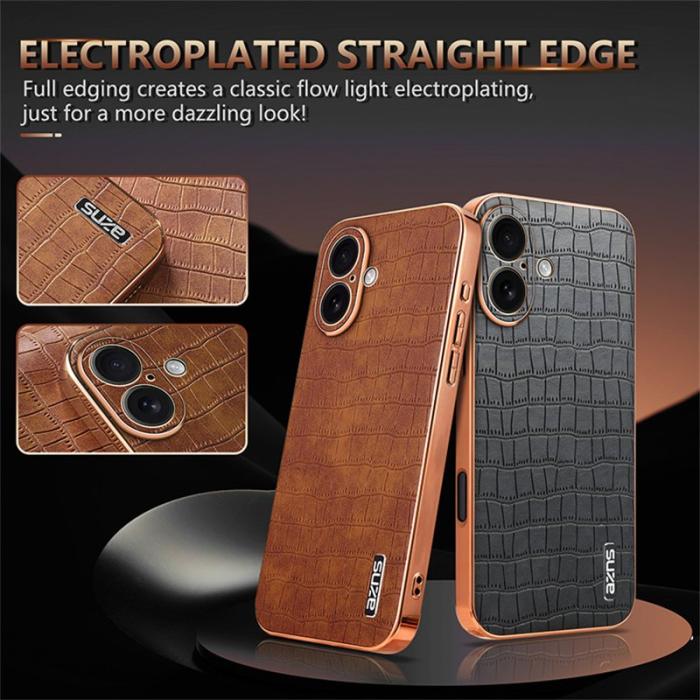 AZNS - AZNS iPhone 17 Fodral Electroplating Krokodil PU + TPU - Vit