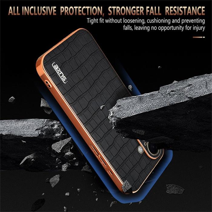 AZNS - AZNS iPhone 17 Fodral Electroplating Krokodil PU + TPU - Vit