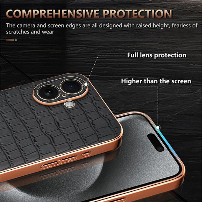 AZNS - AZNS iPhone 17 Fodral Electroplating Krokodil PU + TPU - Vit