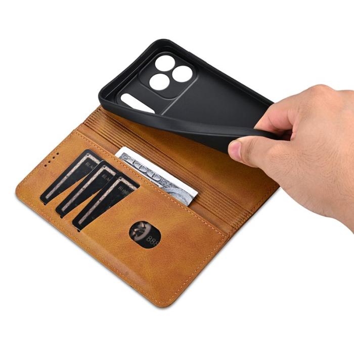 AZNS - AZNS iPhone 17 Pro Fodral Äkta läder Plånboksfodral - Brun