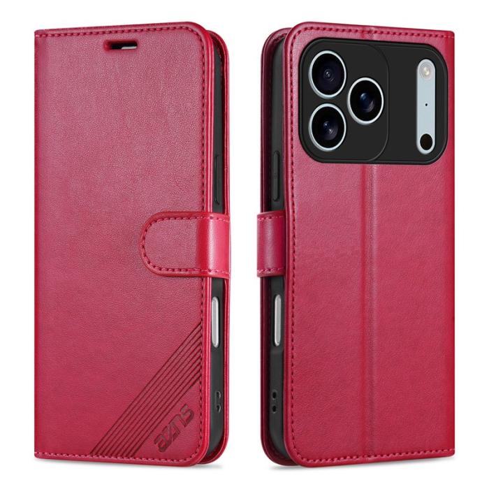 AZNS - AZNS iPhone 17 Pro Fodral Anti-Scratch Konstläder - Röd