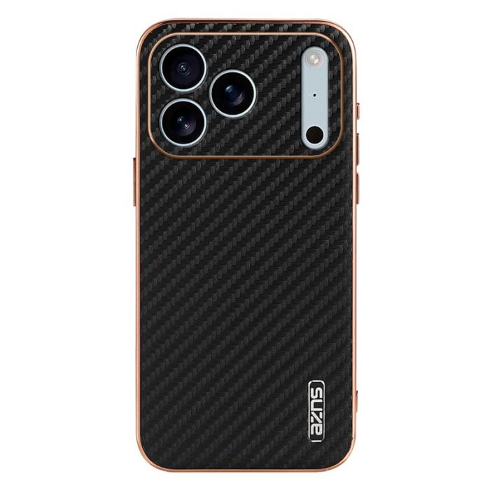 AZNS - AZNS iPhone 17 Pro Fodral Electroplating Carbon Fiber PU + TPU - Svart