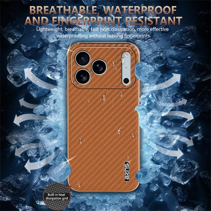 AZNS - AZNS iPhone 17 Pro Fodral Electroplating Carbon Fiber PU + TPU - Svart