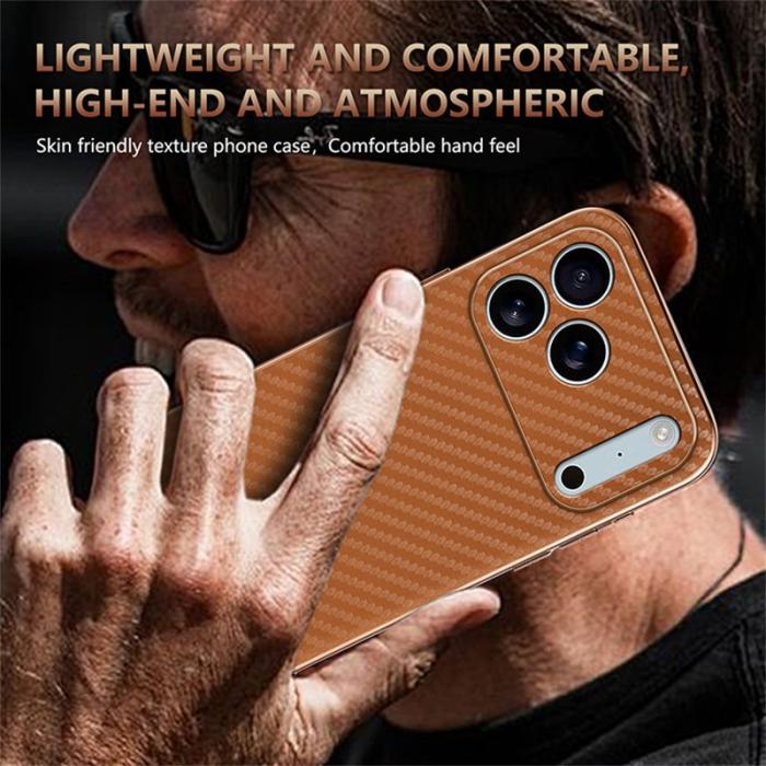 AZNS - AZNS iPhone 17 Pro Fodral Electroplating Carbon Fiber PU + TPU - Svart