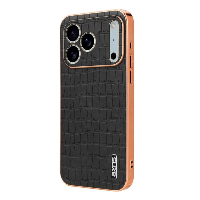 AZNS - AZNS iPhone 17 Pro Fodral Electroplating Krokodil PU + TPU - Svart