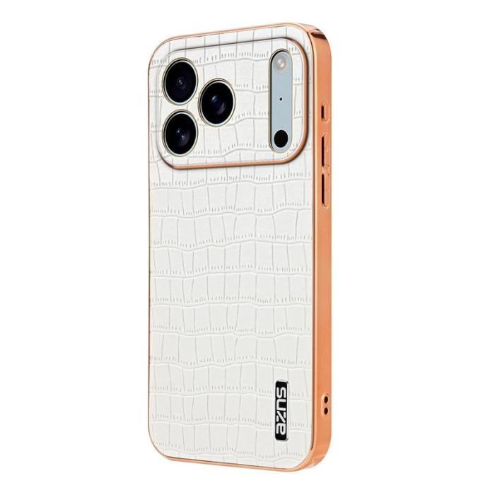 AZNS - AZNS iPhone 17 Pro Fodral Electroplating Krokodil PU + TPU - Vit