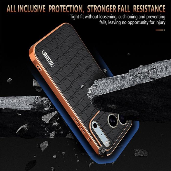 AZNS - AZNS iPhone 17 Pro Fodral Electroplating Krokodil PU + TPU - Vit