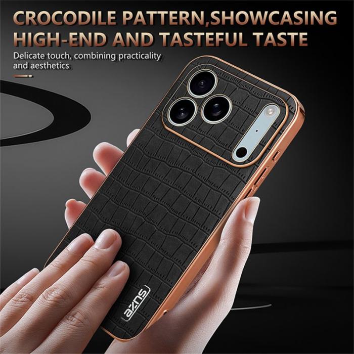 AZNS - AZNS iPhone 17 Pro Max Fodral Electroplating Krokodil PU + TPU - Brun