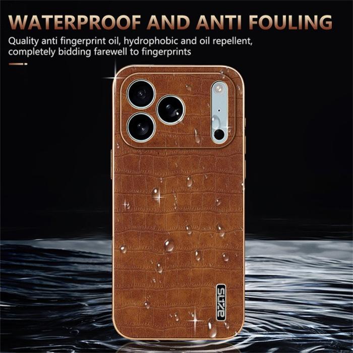 AZNS - AZNS iPhone 17 Pro Max Fodral Electroplating Krokodil PU + TPU - Vit