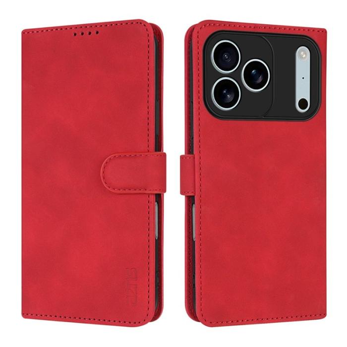 AZNS - AZNS iPhone 17 Pro Max Fodral PU Läder Plånboksfodral - Röd