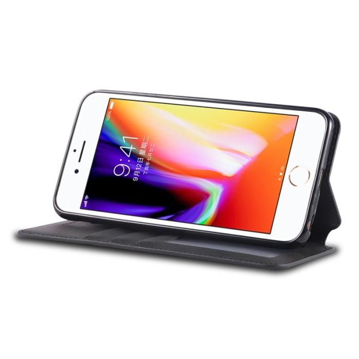 AZNS - AZNS iPhone 6s/6 Fodral Wallet Stand Äkta läder - Svart