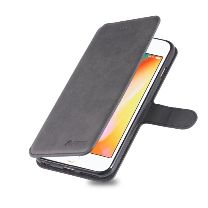 AZNS - AZNS iPhone 6s/6 Fodral Wallet Stand Äkta läder - Svart