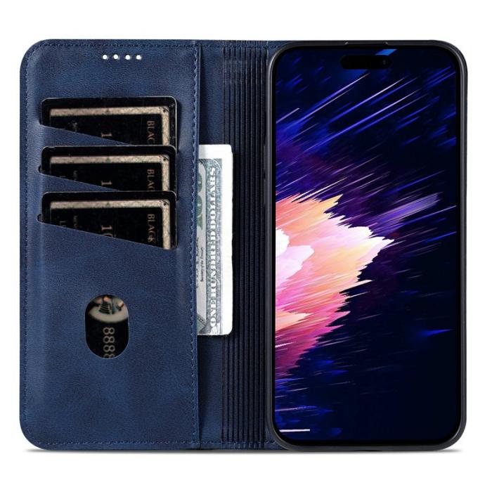 AZNS - AZNS iPhone Air Fodral Äkta läder Plånboksfodral - Blå