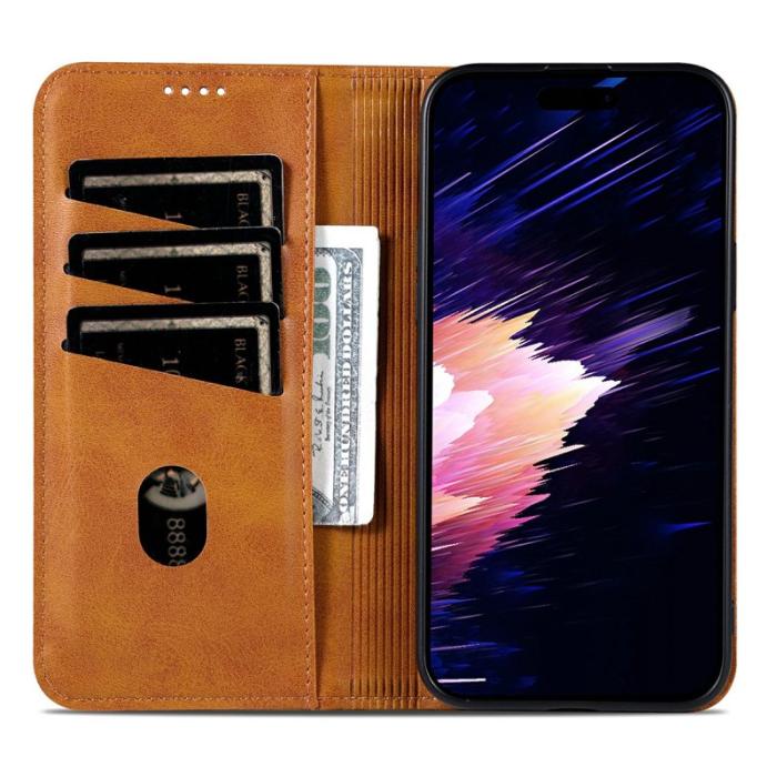 AZNS - AZNS iPhone Air Fodral Äkta läder Plånboksfodral - Brun