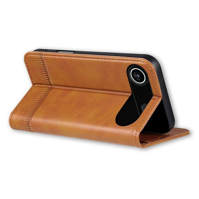 AZNS - AZNS iPhone Air Fodral Äkta läder Plånboksfodral - Brun