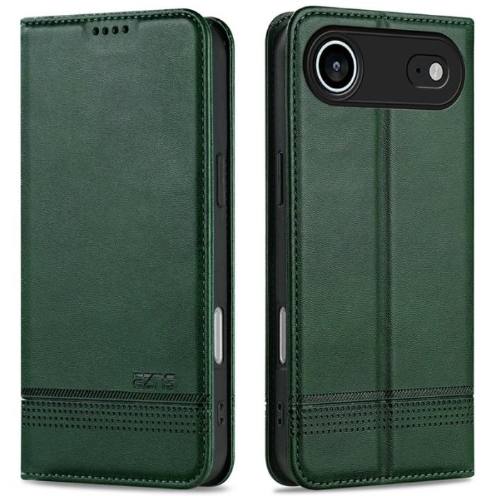 AZNS - AZNS iPhone Air Fodral Äkta läder Plånboksfodral - Grön