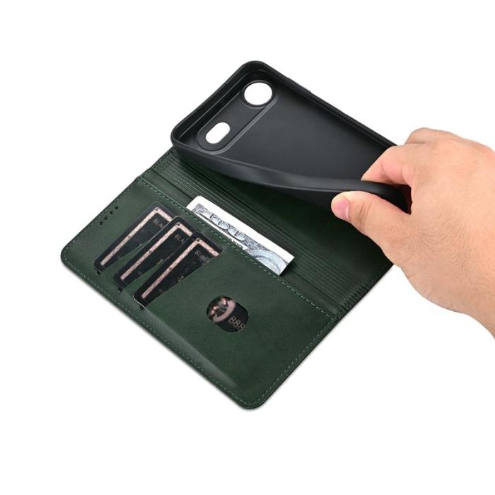 AZNS - AZNS iPhone Air Fodral Äkta läder Plånboksfodral - Grön