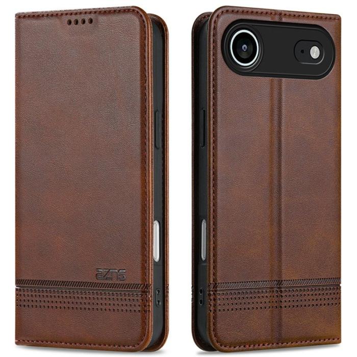 AZNS - AZNS iPhone Air Fodral Äkta läder Plånboksfodral - Kaffe