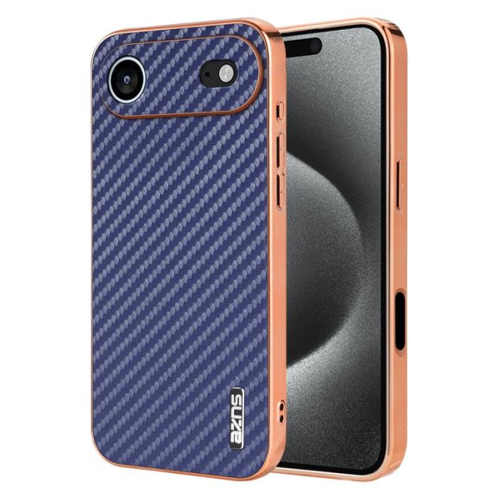 AZNS - AZNS iPhone Air Fodral - Electroplating Carbon Fiber PU + TPU - Blå