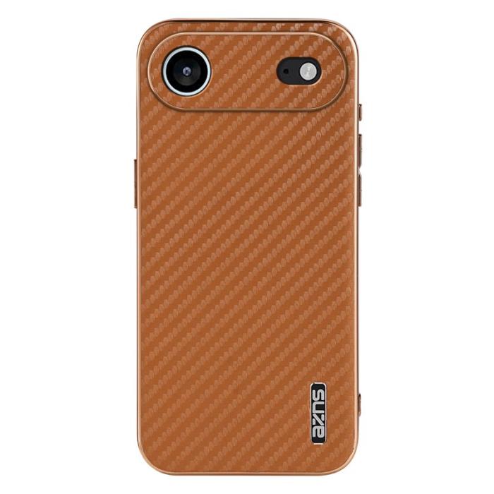 AZNS - AZNS iPhone Air Fodral - Electroplating Carbon Fiber PU + TPU - Brun