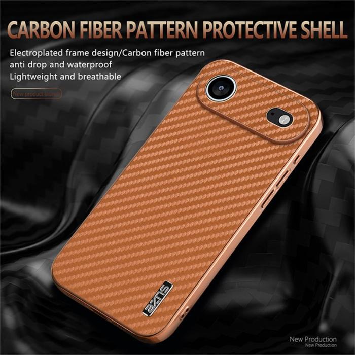 AZNS - AZNS iPhone Air Fodral - Electroplating Carbon Fiber PU + TPU - Brun