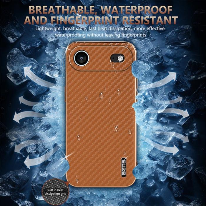 AZNS - AZNS iPhone Air Fodral - Electroplating Carbon Fiber PU + TPU - Brun