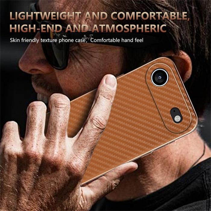 AZNS - AZNS iPhone Air Fodral - Electroplating Carbon Fiber PU + TPU - Brun