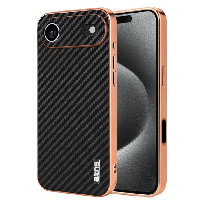 AZNS - AZNS iPhone Air Fodral Electroplating Kolfiber PU + TPU - Svart