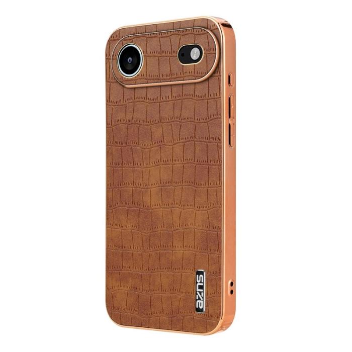 AZNS - AZNS iPhone Air Fodral Electroplating Krokodil PU + TPU - Brun