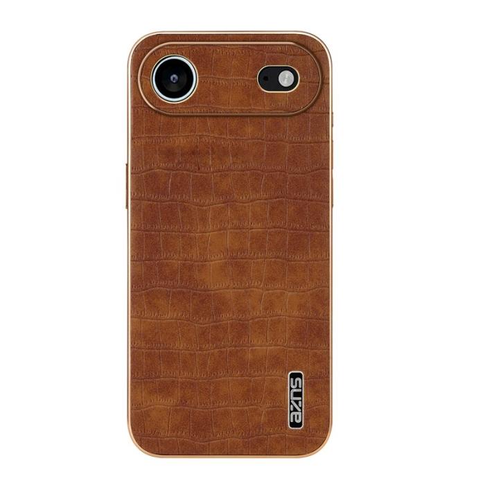AZNS - AZNS iPhone Air Fodral Electroplating Krokodil PU + TPU - Brun