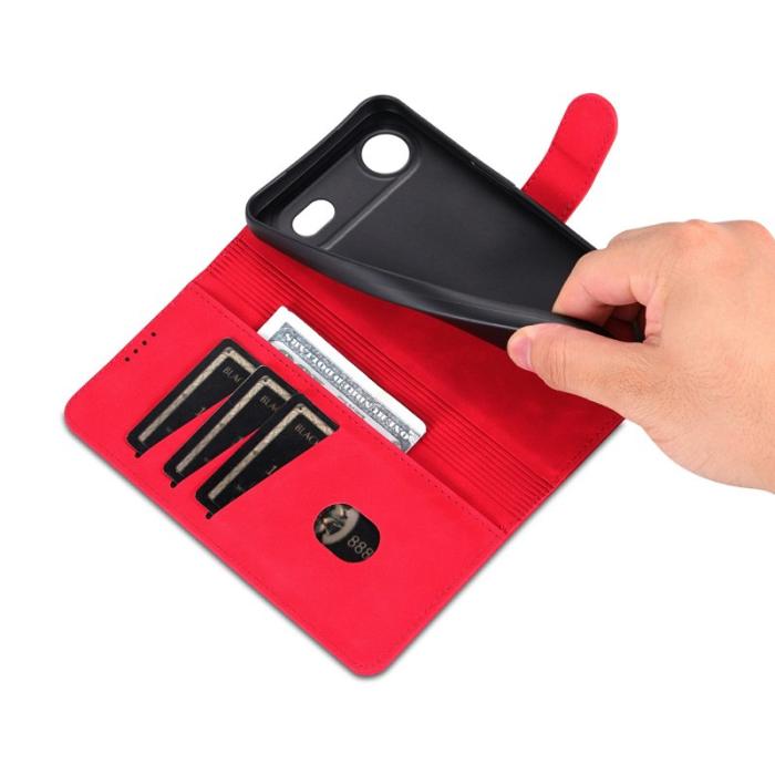 AZNS - AZNS iPhone Air Fodral PU Läder Plånboksfodral - Röd